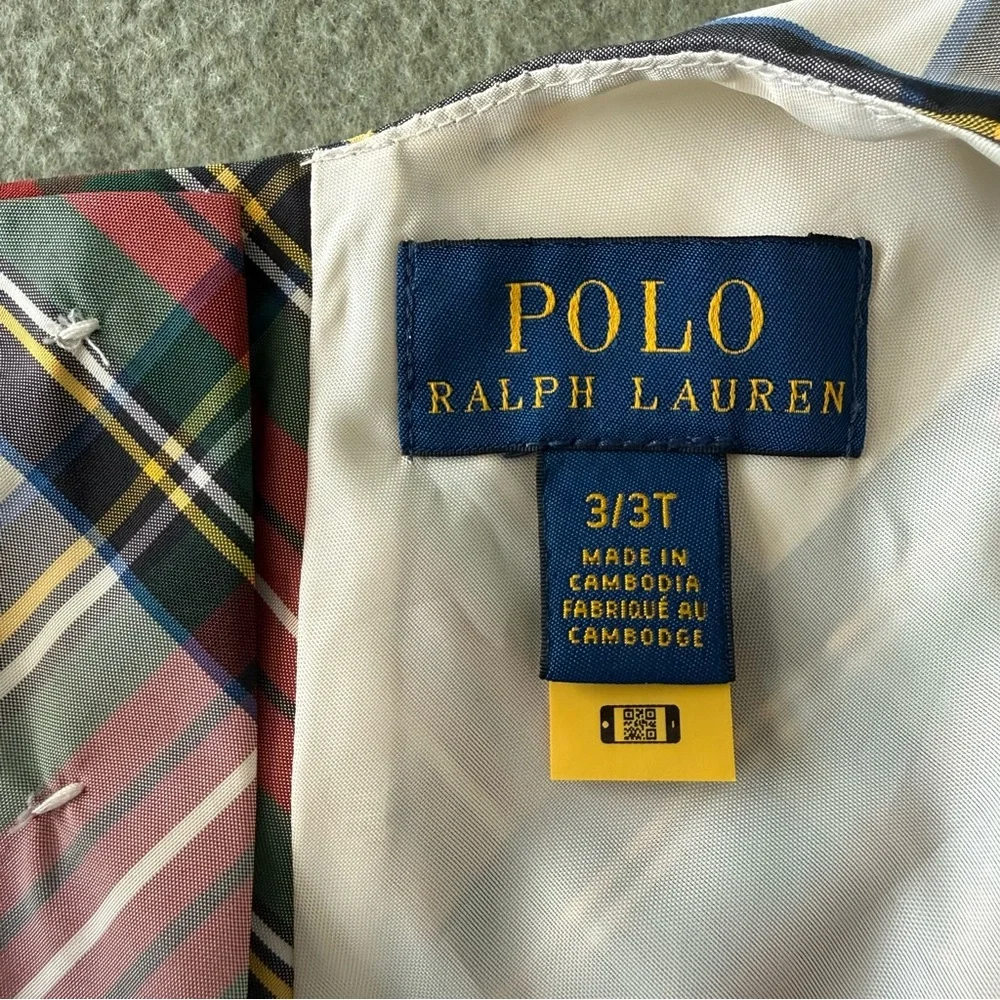 Polo Ralph Lauren Plaid Taffeta Sleeveless Dress‎ Size 3T
